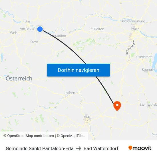 Gemeinde Sankt Pantaleon-Erla to Bad Waltersdorf map