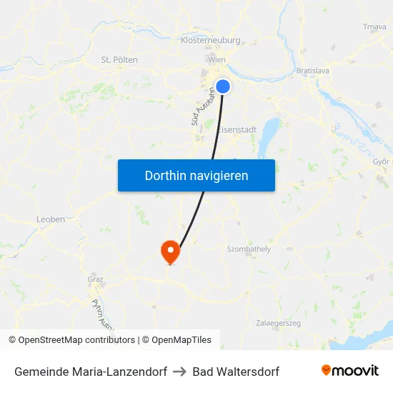 Gemeinde Maria-Lanzendorf to Bad Waltersdorf map