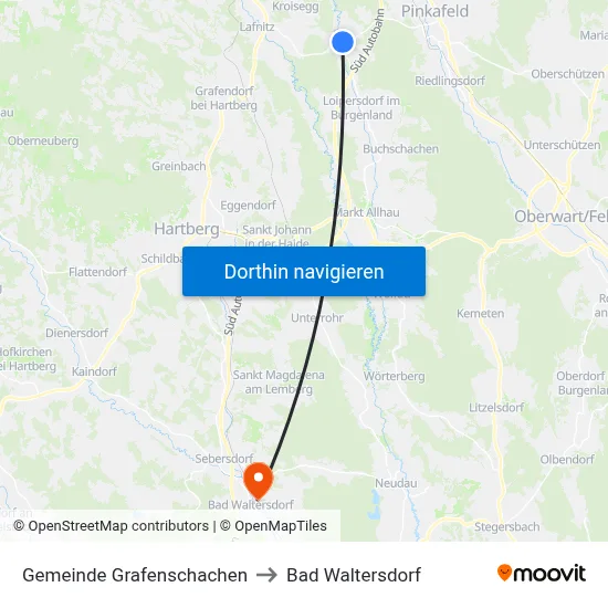 Gemeinde Grafenschachen to Bad Waltersdorf map