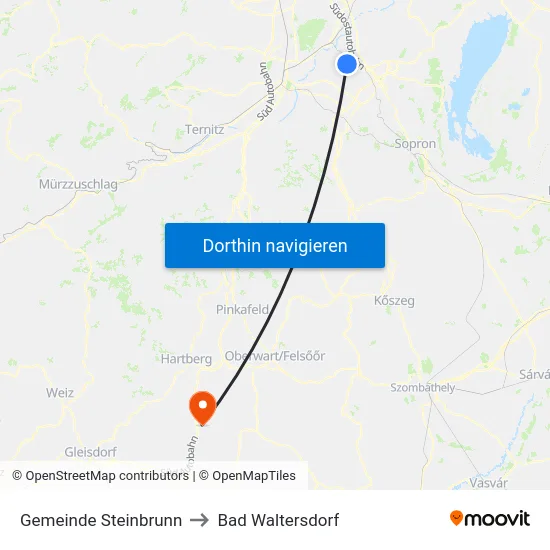 Gemeinde Steinbrunn to Bad Waltersdorf map