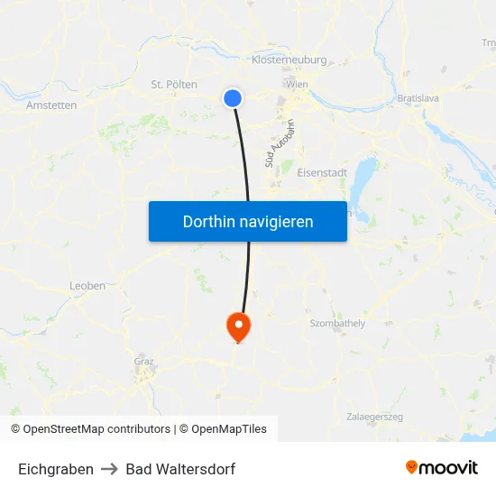 Eichgraben to Bad Waltersdorf map