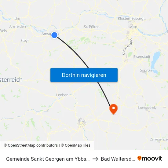Gemeinde Sankt Georgen am Ybbsfelde to Bad Waltersdorf map