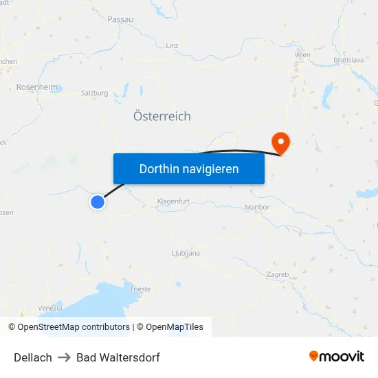 Dellach to Bad Waltersdorf map