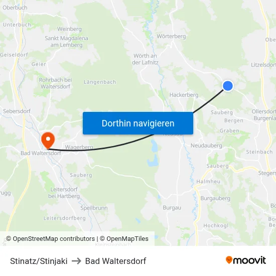 Stinatz/Stinjaki to Bad Waltersdorf map