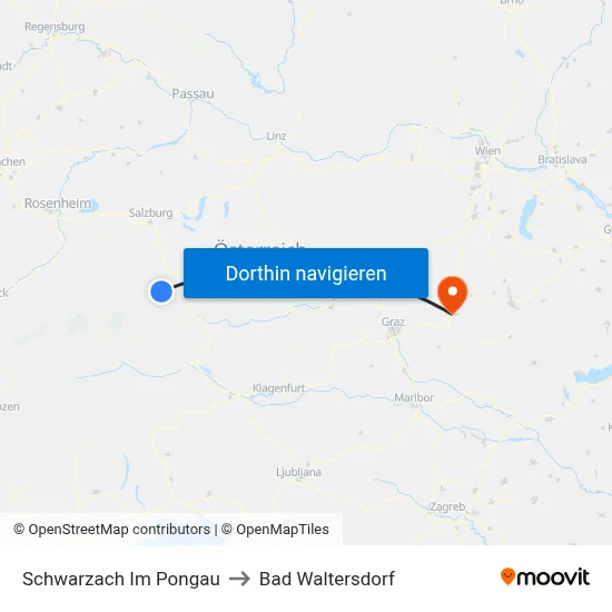 Schwarzach Im Pongau to Bad Waltersdorf map