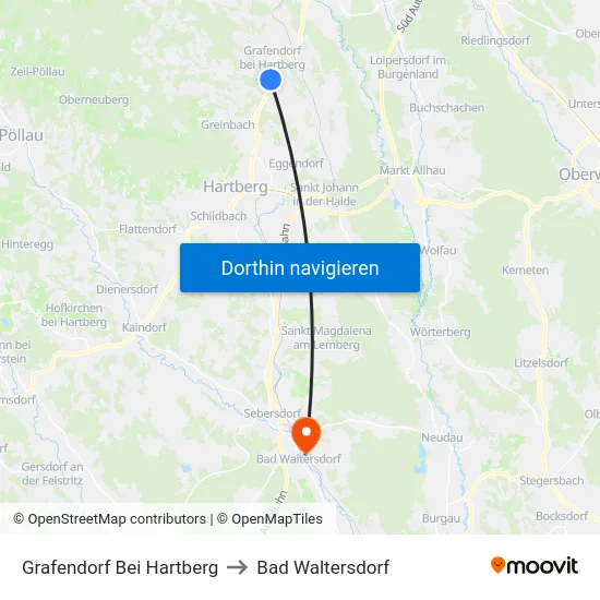 Grafendorf Bei Hartberg to Bad Waltersdorf map