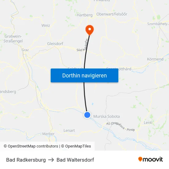 Bad Radkersburg to Bad Waltersdorf map