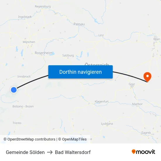 Gemeinde Sölden to Bad Waltersdorf map
