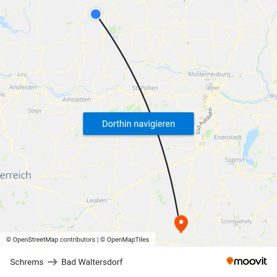 Schrems to Bad Waltersdorf map