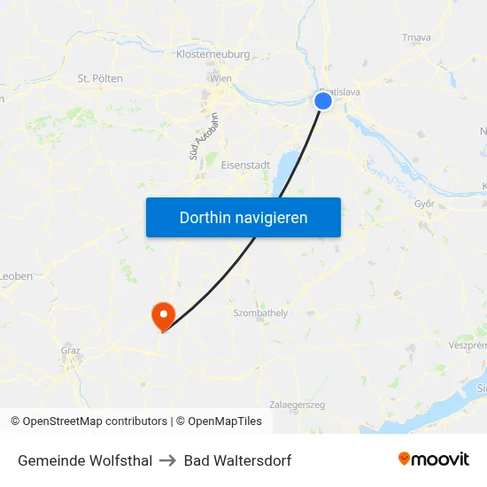 Gemeinde Wolfsthal to Bad Waltersdorf map