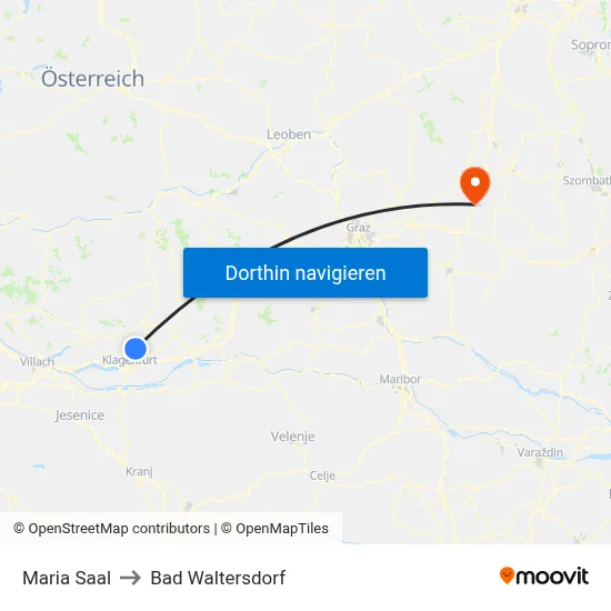 Maria Saal to Bad Waltersdorf map