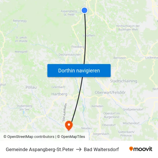 Gemeinde Aspangberg-St.Peter to Bad Waltersdorf map