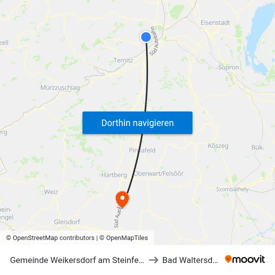 Gemeinde Weikersdorf am Steinfelde to Bad Waltersdorf map