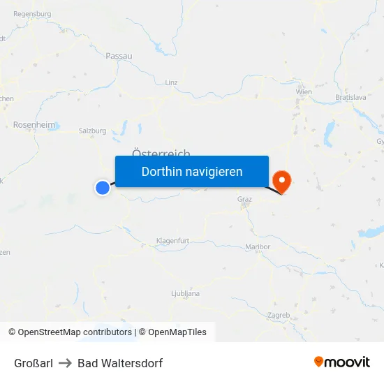 Großarl to Bad Waltersdorf map