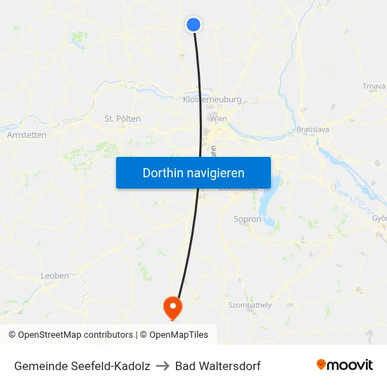Gemeinde Seefeld-Kadolz to Bad Waltersdorf map