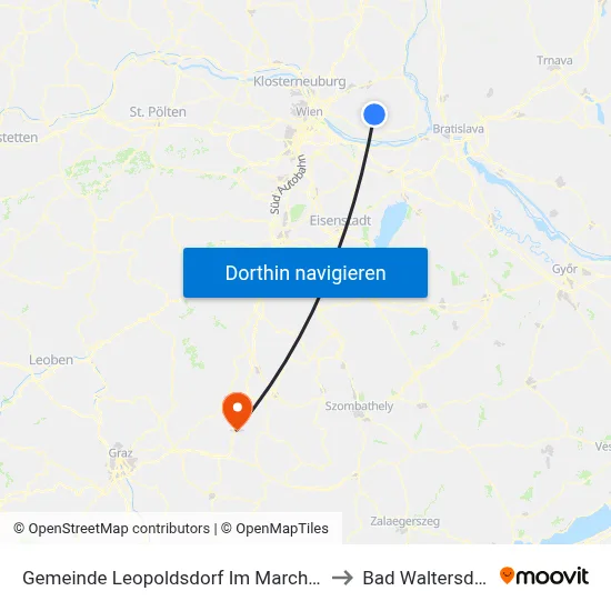 Gemeinde Leopoldsdorf Im Marchfeld to Bad Waltersdorf map