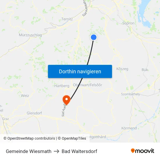 Gemeinde Wiesmath to Bad Waltersdorf map