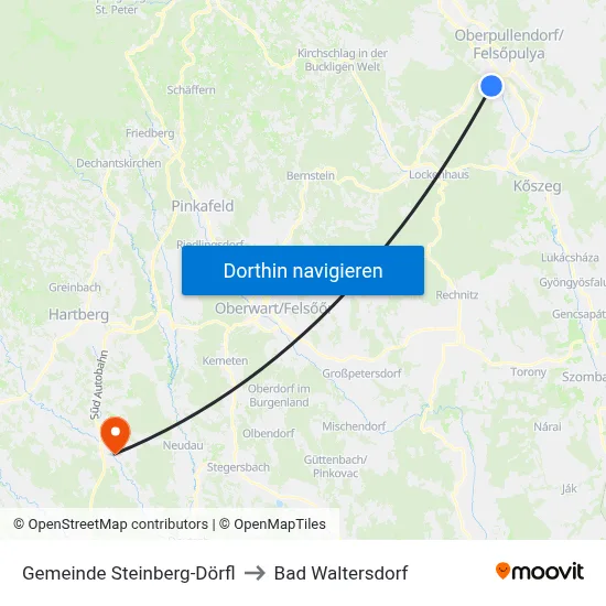 Gemeinde Steinberg-Dörfl to Bad Waltersdorf map