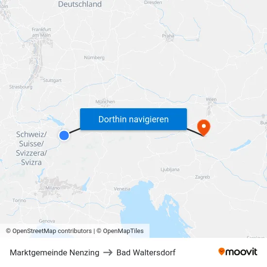 Marktgemeinde Nenzing to Bad Waltersdorf map