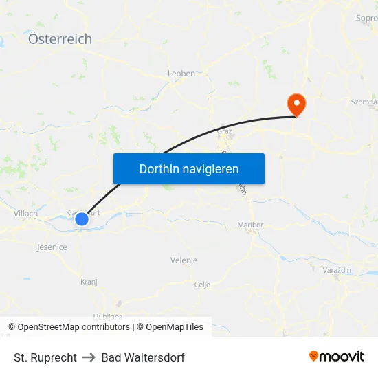 St. Ruprecht to Bad Waltersdorf map