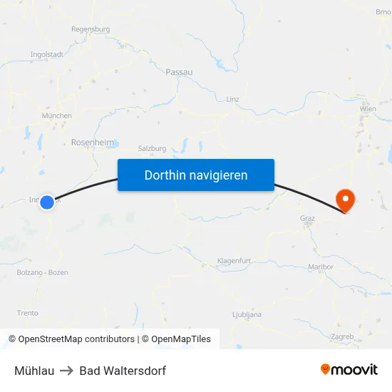 Mühlau to Bad Waltersdorf map