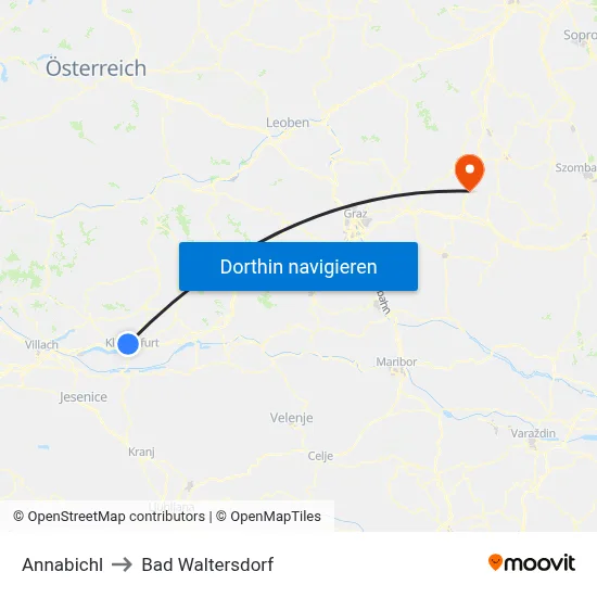 Annabichl to Bad Waltersdorf map
