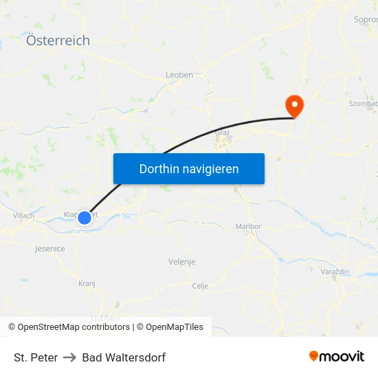 St. Peter to Bad Waltersdorf map