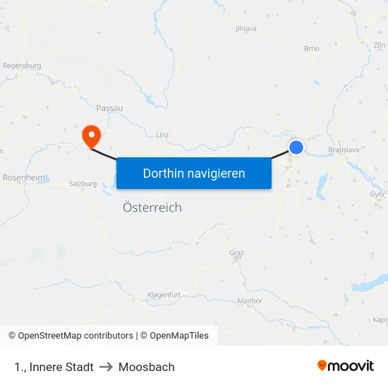 1., Innere Stadt to Moosbach map