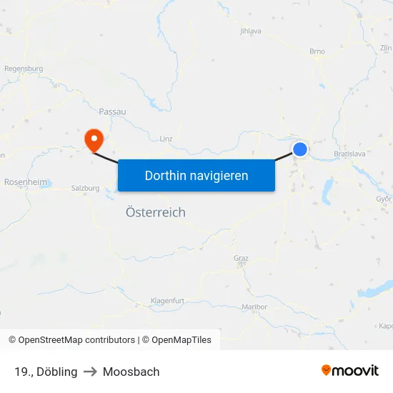 19., Döbling to Moosbach map