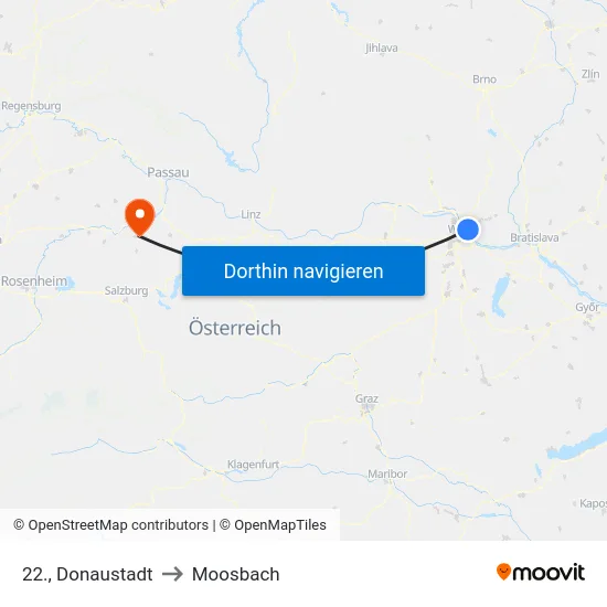 22., Donaustadt to Moosbach map