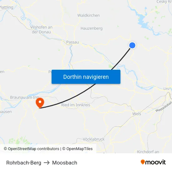 Rohrbach-Berg to Moosbach map