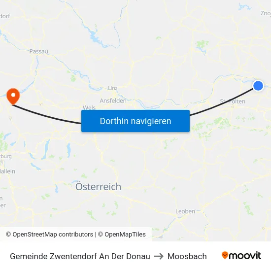 Gemeinde Zwentendorf An Der Donau to Moosbach map