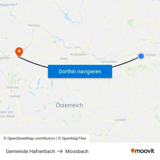 Gemeinde Hafnerbach to Moosbach map