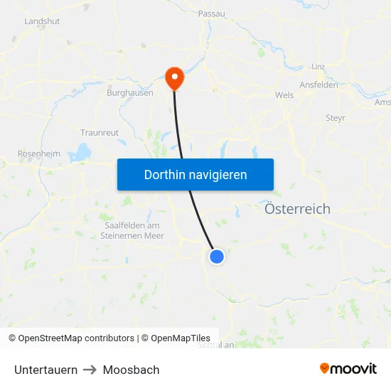 Untertauern to Moosbach map