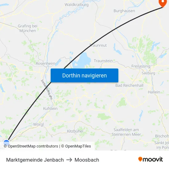 Marktgemeinde Jenbach to Moosbach map