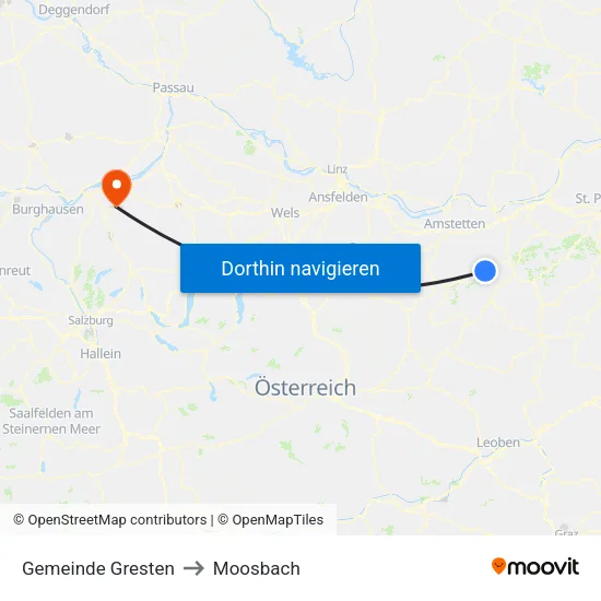 Gemeinde Gresten to Moosbach map