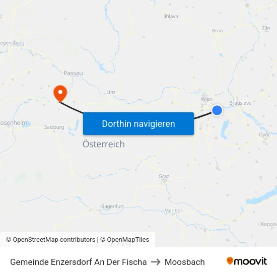 Gemeinde Enzersdorf An Der Fischa to Moosbach map