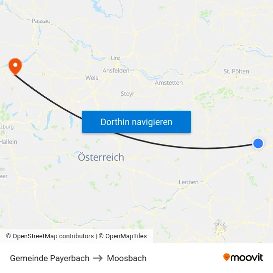 Gemeinde Payerbach to Moosbach map