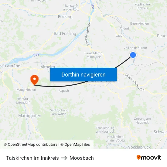 Taiskirchen Im Innkreis to Moosbach map