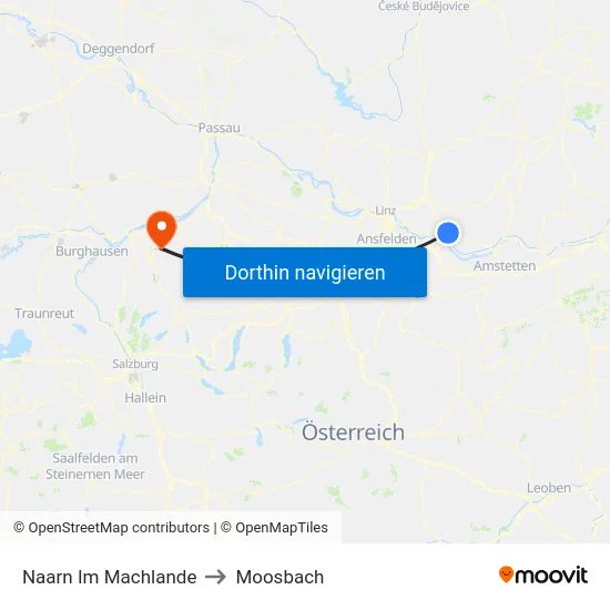 Naarn Im Machlande to Moosbach map
