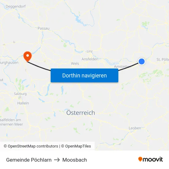 Gemeinde Pöchlarn to Moosbach map