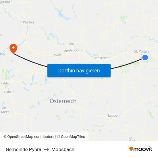 Gemeinde Pyhra to Moosbach map