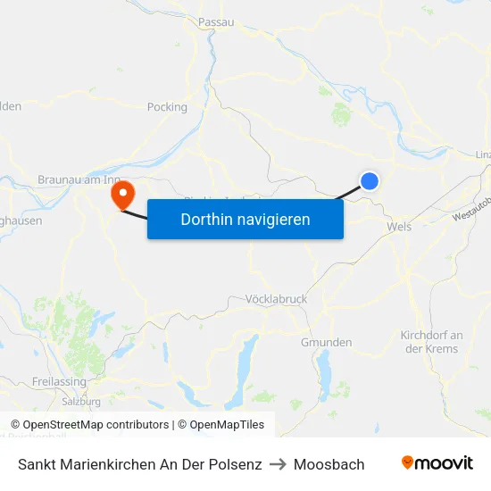 Sankt Marienkirchen An Der Polsenz to Moosbach map