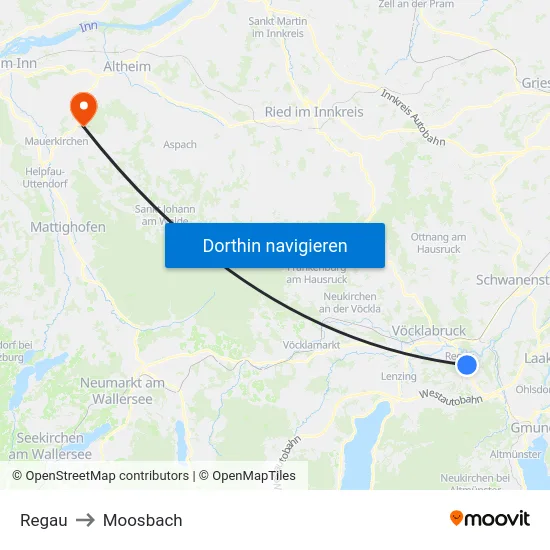 Regau to Moosbach map