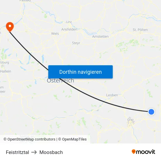 Feistritztal to Moosbach map
