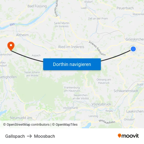 Gallspach to Moosbach map