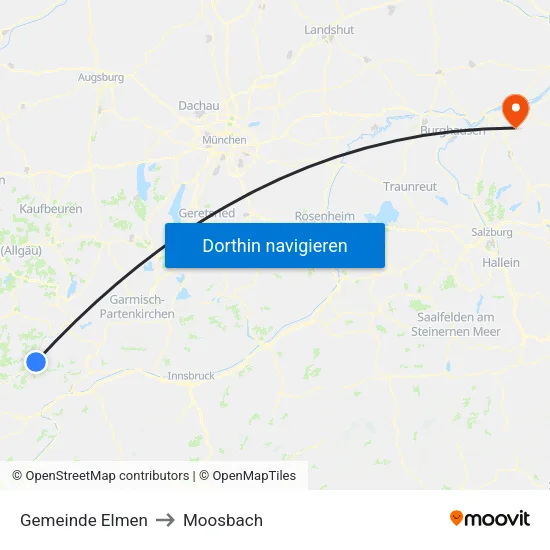 Gemeinde Elmen to Moosbach map