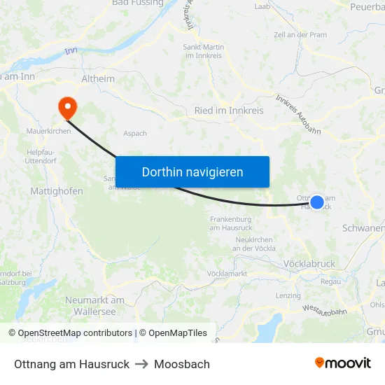 Ottnang am Hausruck to Moosbach map