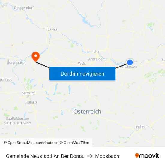 Gemeinde Neustadtl An Der Donau to Moosbach map