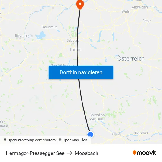 Hermagor-Pressegger See to Moosbach map